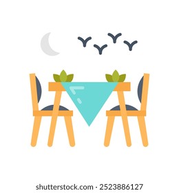Outdoor Seating Flat Icons, Vector illustration