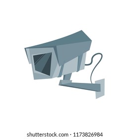 Outdoor security camera isolated on white background. Flat vector illustration.