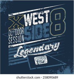 OUTDOOR SESSION - Vector Graphics and typography t-shirt design for apparel. Varsity