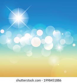 Outdoor shine background with bokeh light. Blue sky and beach concept.