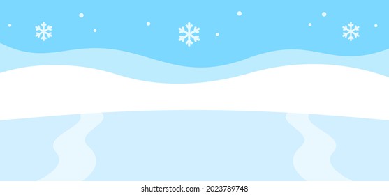 Outdoor skating rink illustration. Simple winter snow landscape in flat cartoon vector style.