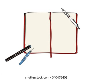 Outdoor sketchbooks. Hand draw illustration. Place any of your image or text.