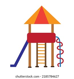 Outdoor slide with tube kids outdoor games vector illustration.
