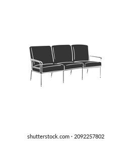Outdoor Sofa Icon Silhouette Illustration. Hospital Furniture Vector Graphic Pictogram Symbol Clip Art. Doodle Sketch Black Sign.