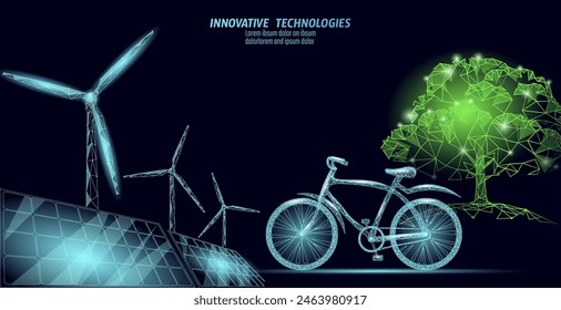  Outdoor-Sport-Aktivität umweltfreundliches Fahrrad. Stadtlandschaft Urban Polygonal Poster Vektorillustration