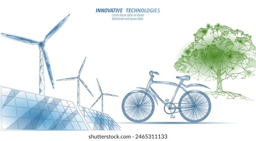  Outdoor sport activity eco friendly bike. City landscape urban polygonal poster vector illustration