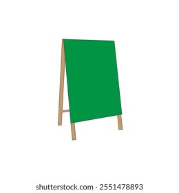 Outdoor Stand vector illustration on white background. Green blackboard with wooden frame for cafe advertising 