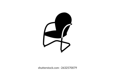 Outdoor Steel Chair, black isolated silhouette