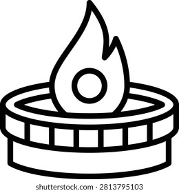 Outdoor Stone Fire Pit Black Outline Icon