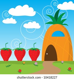 outdoor with strawberry and carrot house
