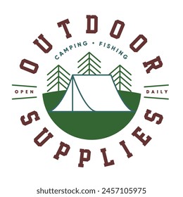 Outdoor Supplies Camping Fishing Adventure Circular Label Your Sample Logo Here Template Icon Sign Sigil Symbol Emblem Badge Vector EPS PNG Transparent No Background Clip Art Vector EPS PNG