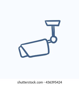 Outdoor surveillance camera vector sketch icon isolated on background. Hand drawn Outdoor surveillance camera icon. Outdoor surveillance camera sketch icon for infographic, website or app.