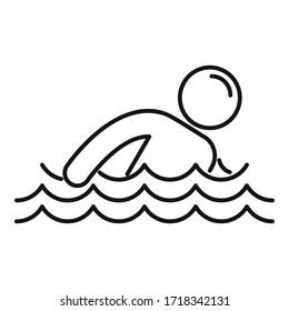 Outdoor swimming icon. Outline outdoor swimming vector icon for web design isolated on white background