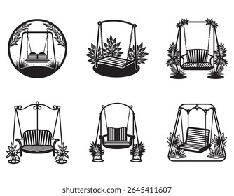 outdoor swing chair icon silhouette vector illustration
