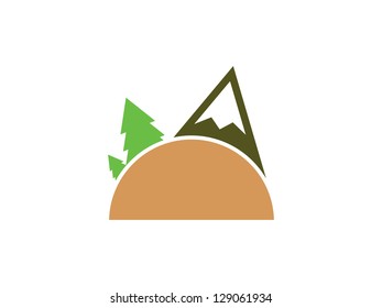 Outdoor Tab with Mountain and Trees.