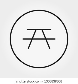 Outdoor table with benches. Camping table. Universal icon for web and mobile application. Vector illustration on a white background. Editable Thin line.