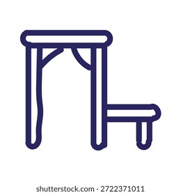 Icono de mesa y silla al aire libre Ilustración de línea mínima