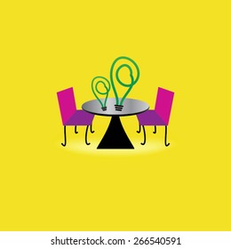 outdoor table concept idea with green bulb idea 