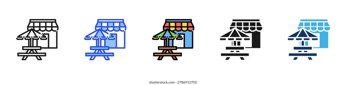 Outdoor Table Icon Collection With Multiple Styles