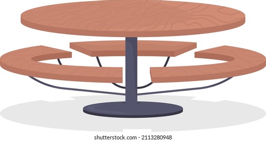 Outdoor table semi flat color vector item. Realistic object on white. Seating for lunch. Furniture for outside cafeteria isolated modern cartoon style illustration for graphic design and animation