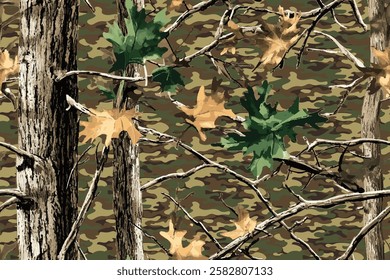 Outdoor tactical seamless camouflage featuring realtree elements