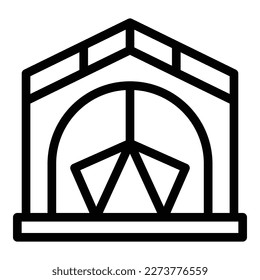 Vector de contorno de icono de tienda al aire libre. Bosque natural. Viaje de muebles
