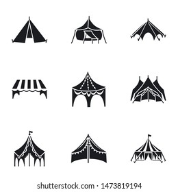 Outdoor tent icon set. Simple set of 9 outdoor tent vector icons for web design isolated on white background