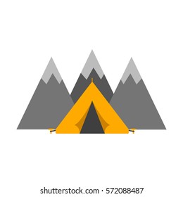 Outdoor tent mountaineering sport vector illustration.