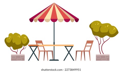 Outdoor terrace cafe isolated design element concept. Vector graphic design illustration 