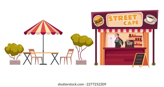 Outdoor terrace cafe isolated design element concept. Vector graphic design illustration