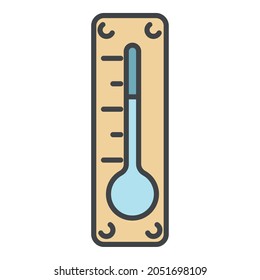Outdoor thermometer icon. Outline outdoor thermometer vector icon color flat isolated on white