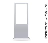 Outdoor touch screen kiosk isolated on white background. Stand digital signage with blank screen. Vector illustration