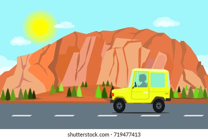 outdoor travel, Summer family travel concept. Vector illustration