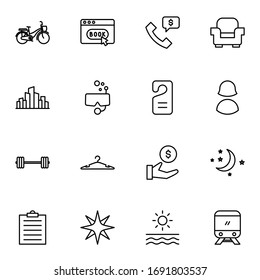 Outdoor, travel, trip, holiday icon set. Simple lined travel and tourism outline icon sign concept. Vector illustration. 