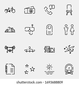 Outdoor, travel, trip, holiday icon set. Simple lined travel and tourism outline icon sign concept. Vector illustration. 