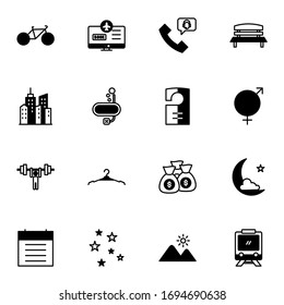 Outdoor, travel, trip, holiday icon set. Simple lined travel and tourism solid line icon sign concept. Vector illustration. 