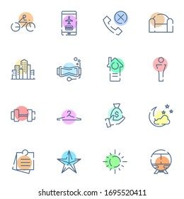 Outdoor, travel, trip, holiday icon set. Simple lined travel and tourism colored outline icon sign concept. Vector illustration. 