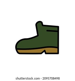 Outdoor trekking shoes for camping activities filled line icon vector image