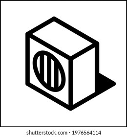 Outdoor unit icon in isometric flat design with black color and shape of a shadow.