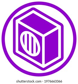 Outdoor unit icon in isometric flat design with purple color and outline on a line circle background.