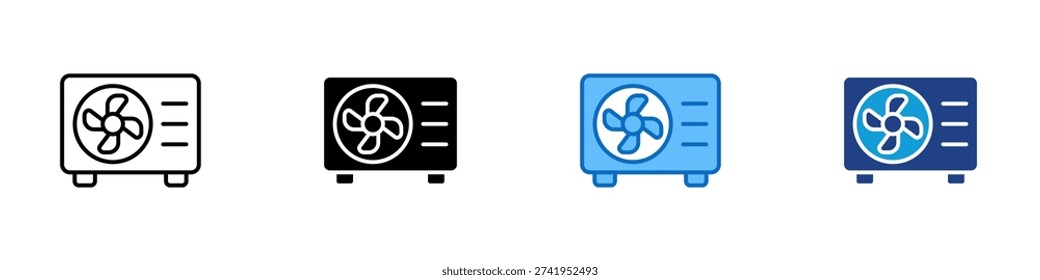 Outdoor Unit Multiple Style Icon Design Vector - Air conditioning outdoor unit representing heat exchange, cooling system operation, and HVAC infrastructure