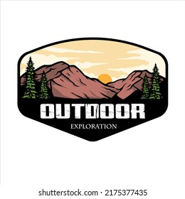 Outdoor vector logo, mountain outdoor premium logo vector design