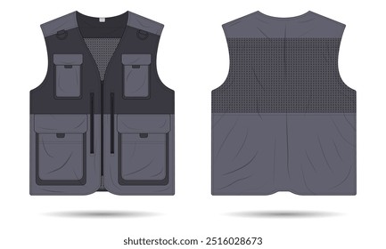 Outdoor vest mockup front and back view