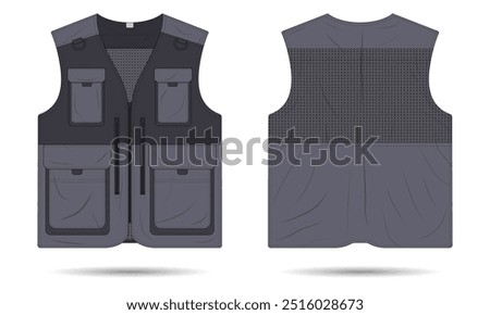 Outdoor vest mockup front and back view