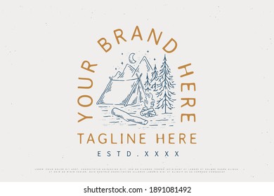 outdoor vintage line art vector nature, designs can be used for print on clothing, merchandise and for digital purposes