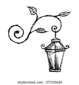 Outdoor wall lantern. Sketchy style.