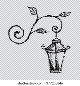 Outdoor wall lantern. Sketchy style.