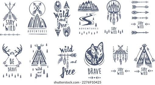 Outdoor Wanderlust and adventure labels