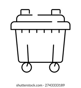 Outdoor waste container on wheels helping with rubbish discarding and collection, forming a conceptual image for environmental care, waste management, municipal services, and cleanliness