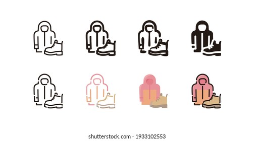 Outdoor wear Icon Set (8 different style vector icon set)
